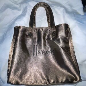Harrods Brown Tote with Classic Logo and Satin Finish